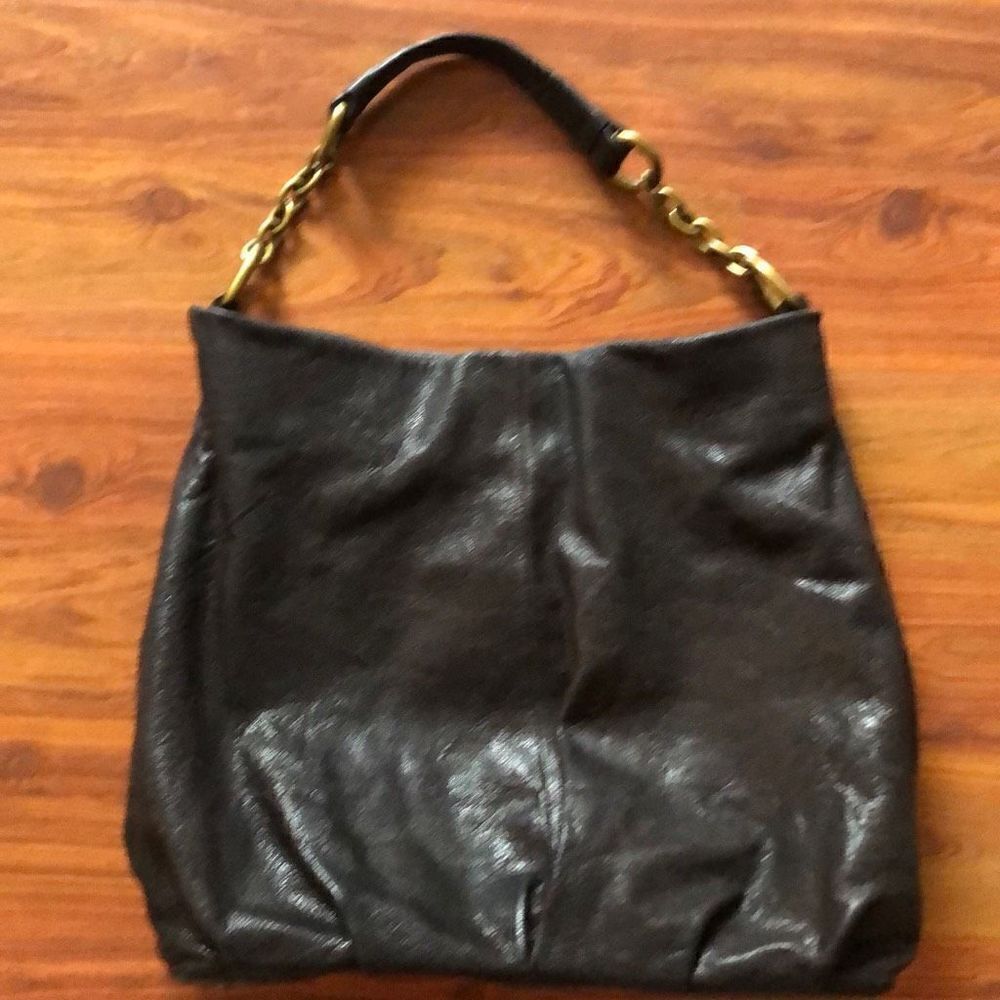 Nordstrom Black Leather Bag With Chain Strap